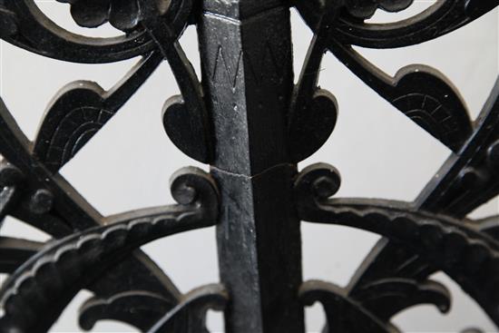 A Coalbrookdale black painted cast iron hall stand, designed by Dr Christopher Dresser, c.1867, H.5ft 6in.